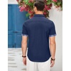 COOFANDY Men’s Cotton Casual Short Sleeve Button Down Shirt Plaid Collar Denim Work Shirts(A – Contrast Plaid Collar – Blue)