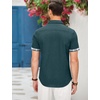 COOFANDY Men’s Cotton Casual Short Sleeve Button Down Shirt Plaid Collar Denim Work Shirts(A – Contrast Plaid Collar – Forest Green)