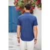 COOFANDY Men’s Cotton Casual Short Sleeve Button Down Shirt Plaid Collar Denim Work Shirts(A – Dark Blue – No Pocket)