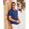 COOFANDY Men’s Cotton Casual Short Sleeve Button Down Shirt Plaid Collar Denim Work Shirts(A – Dark Blue – No Pocket)