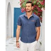 COOFANDY Men’s Cotton Casual Short Sleeve Button Down Shirt Plaid Collar Denim Work Shirts(A – Sky Blue – No Pocket)