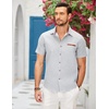 COOFANDY Men’s Cotton Casual Short Sleeve Button Down Shirt Plaid Collar Denim Work Shirts(A – White – No Pocket)