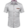 COOFANDY Men’s Cotton Casual Short Sleeve Button Down Shirt Plaid Collar Denim Work Shirts(A – White – No Pocket)