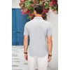 COOFANDY Men’s Cotton Casual Short Sleeve Button Down Shirt Plaid Collar Denim Work Shirts(A – White – No Pocket)