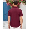 COOFANDY Men’s Cotton Casual Short Sleeve Button Down Shirt Plaid Collar Denim Work Shirts(A – Wine Red – No Pocket)
