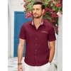 COOFANDY Men’s Cotton Casual Short Sleeve Button Down Shirt Plaid Collar Denim Work Shirts(A – Wine Red – No Pocket)