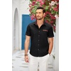 COOFANDY Men’s Cotton Casual Short Sleeve Button Down Shirt Plaid Collar Denim Work Shirts(B – Black – No Pocket)