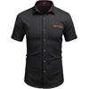 COOFANDY Men’s Cotton Casual Short Sleeve Button Down Shirt Plaid Collar Denim Work Shirts(B – Black – No Pocket)