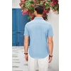 COOFANDY Men’s Cotton Casual Short Sleeve Button Down Shirt Plaid Collar Denim Work Shirts(B – Clear Blue – No Pocket)