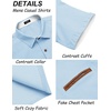 COOFANDY Men’s Cotton Casual Short Sleeve Button Down Shirt Plaid Collar Denim Work Shirts(B – Clear Blue – No Pocket)