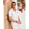 COOFANDY Men’s Cotton Casual Short Sleeve Button Down Shirt Plaid Collar Denim Work Shirts(B- White – No Pocket)