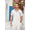 COOFANDY Men’s Cotton Casual Short Sleeve Button Down Shirt Plaid Collar Denim Work Shirts(B- White – No Pocket)