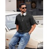 COOFANDY Men’s Cotton T-Shirts Oversized Shirt Short Sleeves Streetwear Loose Fit Summer Tee Tops Washed Basic Unisex Shirts(01- Black)