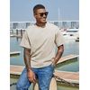 COOFANDY Men’s Cotton T-Shirts Oversized Shirt Short Sleeves Streetwear Loose Fit Summer Tee Tops Washed Basic Unisex Shirts(Beige)