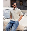 COOFANDY Men’s Cotton T-Shirts Oversized Shirt Short Sleeves Streetwear Loose Fit Summer Tee Tops Washed Basic Unisex Shirts(Beige)