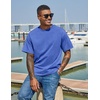 COOFANDY Men’s Cotton T-Shirts Oversized Shirt Short Sleeves Streetwear Loose Fit Summer Tee Tops Washed Basic Unisex Shirts(Blue)