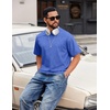 COOFANDY Men’s Cotton T-Shirts Oversized Shirt Short Sleeves Streetwear Loose Fit Summer Tee Tops Washed Basic Unisex Shirts(Blue)