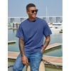 COOFANDY Men’s Cotton T-Shirts Oversized Shirt Short Sleeves Streetwear Loose Fit Summer Tee Tops Washed Basic Unisex Shirts(Dark Blue)