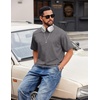 COOFANDY Men’s Cotton T-Shirts Oversized Shirt Short Sleeves Streetwear Loose Fit Summer Tee Tops Washed Basic Unisex Shirts(Dark Grey)