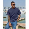 COOFANDY Men’s Cotton T-Shirts Oversized Shirt Short Sleeves Streetwear Loose Fit Summer Tee Tops Washed Basic Unisex Shirts(Navy Blue)