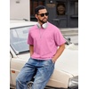 COOFANDY Men’s Cotton T-Shirts Oversized Shirt Short Sleeves Streetwear Loose Fit Summer Tee Tops Washed Basic Unisex Shirts(Pink)