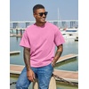 COOFANDY Men’s Cotton T-Shirts Oversized Shirt Short Sleeves Streetwear Loose Fit Summer Tee Tops Washed Basic Unisex Shirts(Pink)