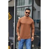 COOFANDY Men’s Crew Neck T-Shirt Long Sleeve Casual Pullover Tees Soft Stretch Basic Tee Shirts(Caramel)