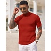 COOFANDY Men’s Mock Turtleneck Sweater Short Sleeve Casual Basic Tops Ribbed Knit Pullover Solid Tee(Red)