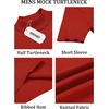 COOFANDY Men’s Mock Turtleneck Sweater Short Sleeve Casual Basic Tops Ribbed Knit Pullover Solid Tee(Red)