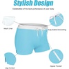 COOFANDY Mens Swim Trunks Swimwear Bathing Suit Swim Brief Square Leg Board Short S-3XL(1 – Ice Blue and White)