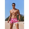 COOFANDY Mens Swim Trunks Swimwear Bathing Suit Swim Brief Square Leg Board Short S-3XL(1 – Pink Flower)