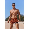 COOFANDY Mens Swim Trunks Swimwear Bathing Suit Swim Brief Square Leg Board Short S-3XL(1 – Striped Orange)