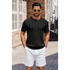 COOFANDY Mens T-Shirts Short Sleeve Knit Shirt Crew Neck Sweater Fashion Casual Textured Pullover Tees(01-black)