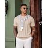 COOFANDY Mens T-Shirts Short Sleeve Knit Shirt Crew Neck Sweater Fashion Casual Textured Pullover Tees(02-light Khaki)