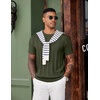 COOFANDY Mens T-Shirts Short Sleeve Knit Shirt Crew Neck Sweater Fashion Casual Textured Pullover Tees(Army Green)