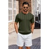 COOFANDY Mens T-Shirts Short Sleeve Knit Shirt Crew Neck Sweater Fashion Casual Textured Pullover Tees(Army Green)