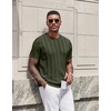 COOFANDY Mens T-Shirts Short Sleeve Knit Shirt Crew Neck Sweater Fashion Casual Textured Pullover Tees(Army Green)