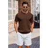 COOFANDY Mens T-Shirts Short Sleeve Knit Shirt Crew Neck Sweater Fashion Casual Textured Pullover Tees(Brown)