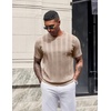 COOFANDY Mens T-Shirts Short Sleeve Knit Shirt Crew Neck Sweater Fashion Casual Textured Pullover Tees(Khaki)
