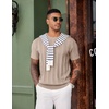 COOFANDY Mens T-Shirts Short Sleeve Knit Shirt Crew Neck Sweater Fashion Casual Textured Pullover Tees(Khaki)