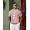 COOFANDY Mens T-Shirts Short Sleeve Knit Shirt Crew Neck Sweater Fashion Casual Textured Pullover Tees(Light Pink)