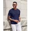 COOFANDY Mens T-Shirts Short Sleeve Knit Shirt Crew Neck Sweater Fashion Casual Textured Pullover Tees(Navy Blue)