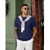 COOFANDY Mens T-Shirts Short Sleeve Knit Shirt Crew Neck Sweater Fashion Casual Textured Pullover Tees(Navy Blue)