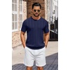 COOFANDY Mens T-Shirts Short Sleeve Knit Shirt Crew Neck Sweater Fashion Casual Textured Pullover Tees(Navy Blue)