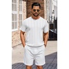 COOFANDY Mens T-Shirts Short Sleeve Knit Shirt Crew Neck Sweater Fashion Casual Textured Pullover Tees(White)