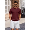 COOFANDY Mens T-Shirts Short Sleeve Knit Shirt Crew Neck Sweater Fashion Casual Textured Pullover Tees(Wine Red)