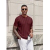 COOFANDY Mens T-Shirts Short Sleeve Knit Shirt Crew Neck Sweater Fashion Casual Textured Pullover Tees(Wine Red)