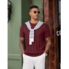 COOFANDY Mens T-Shirts Short Sleeve Knit Shirt Crew Neck Sweater Fashion Casual Textured Pullover Tees(Wine Red)