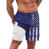 COOFANDY Men Swim Trunk with Compression Liner 2 in 1 Swimwear Bathing Suit Quick Dry Board Short(Print American Flag-4)