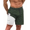 COOFANDY Men Swim Trunk with Compression Liner 2 in 1 Swimwear Bathing Suit Quick Dry Board Short(Printed Army Green)